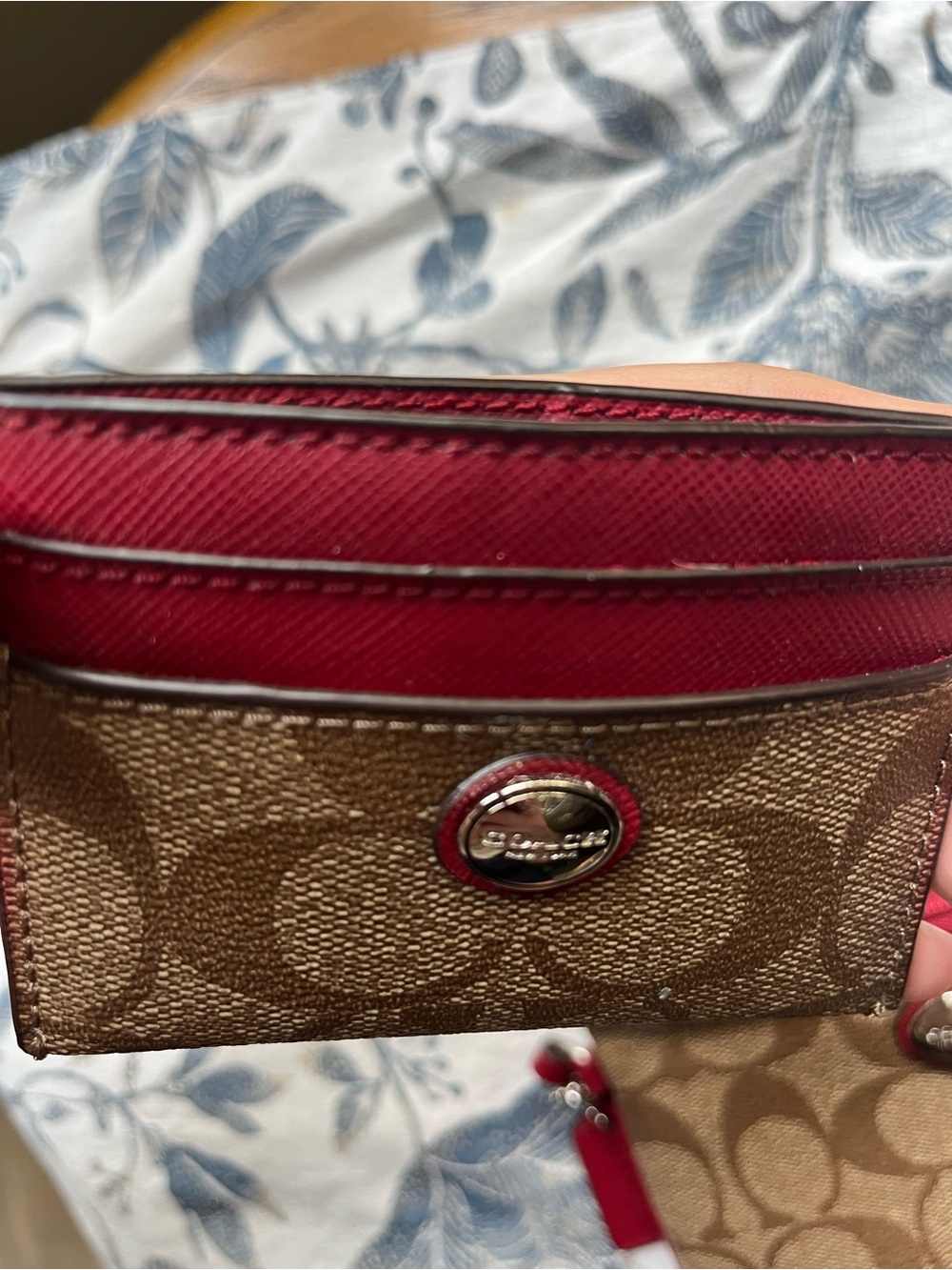Coach Brown Signature Canvas Wristlet with Red Trim and Card Case - Picture 9 of 16